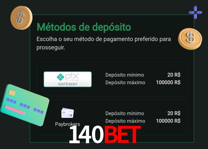 O cassino 140BETbet oferece uma grande variedade de métodos de pagamento